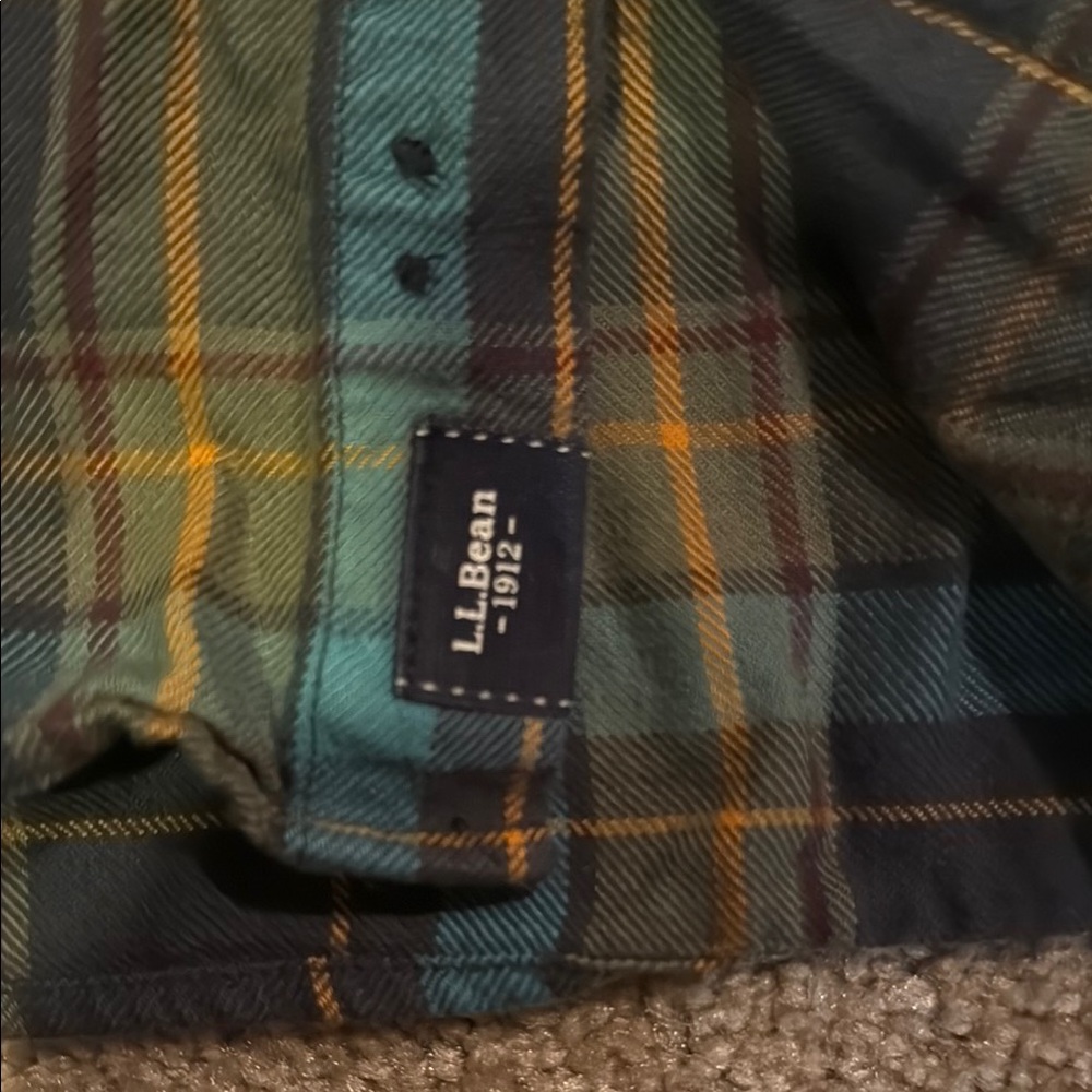 L.L. Bean Blue and Green Casual Button Down Shirt - Picture 2 of 4